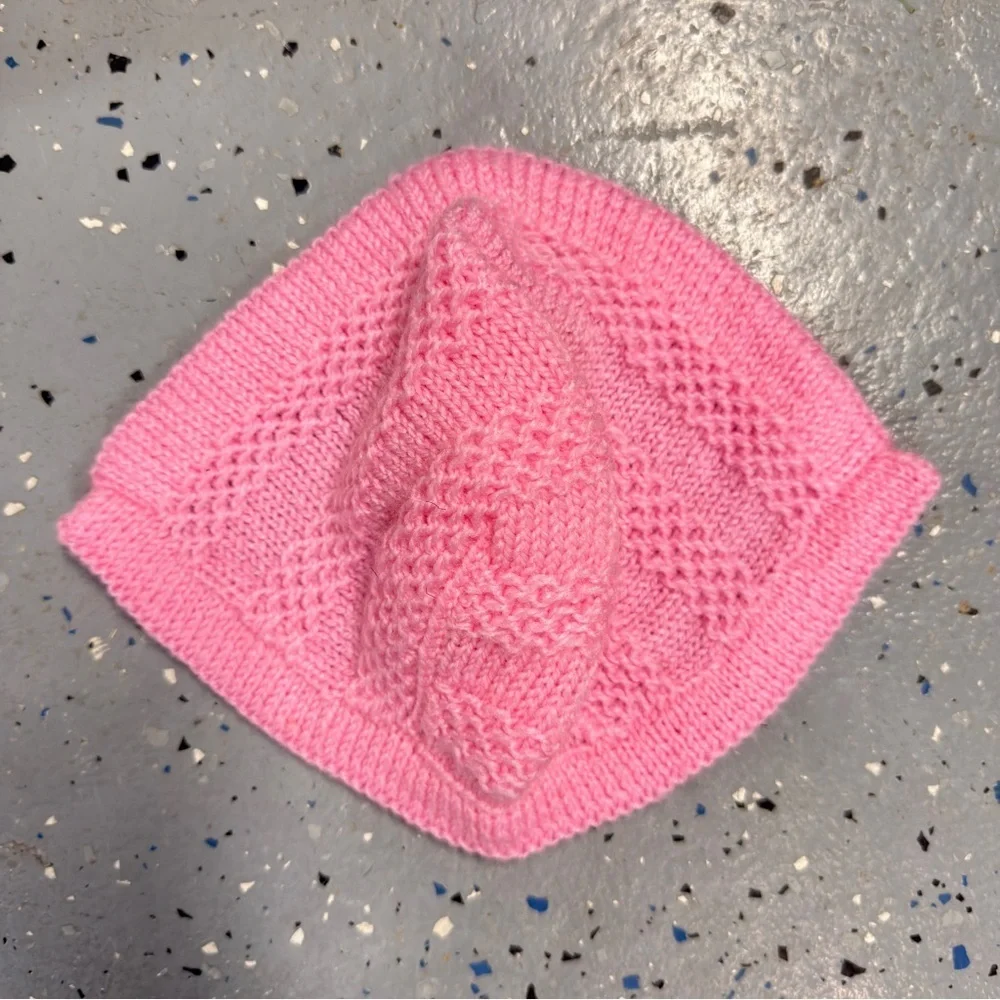 Pink Hand Knit Baby Bonnet